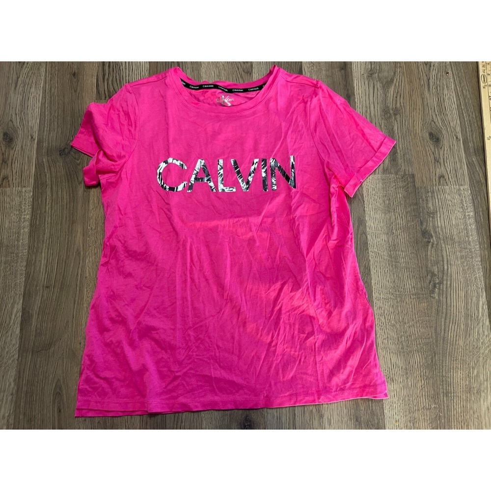 Calvin Klein Collection Shirt, Women's Size Medium, Pink, CALVIN Print
